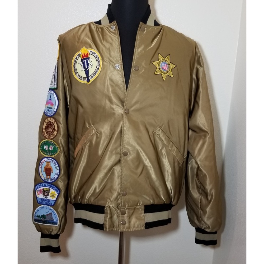 Correctional Peace Officers Foundation CPOF Gold Jacket Large CCPOA Patches 90s